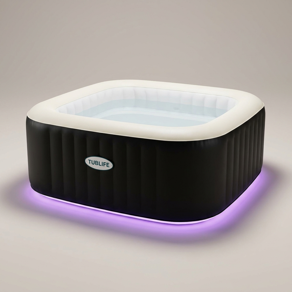 TUBLIFE Smart Hot Tub studio view with purple glow ring